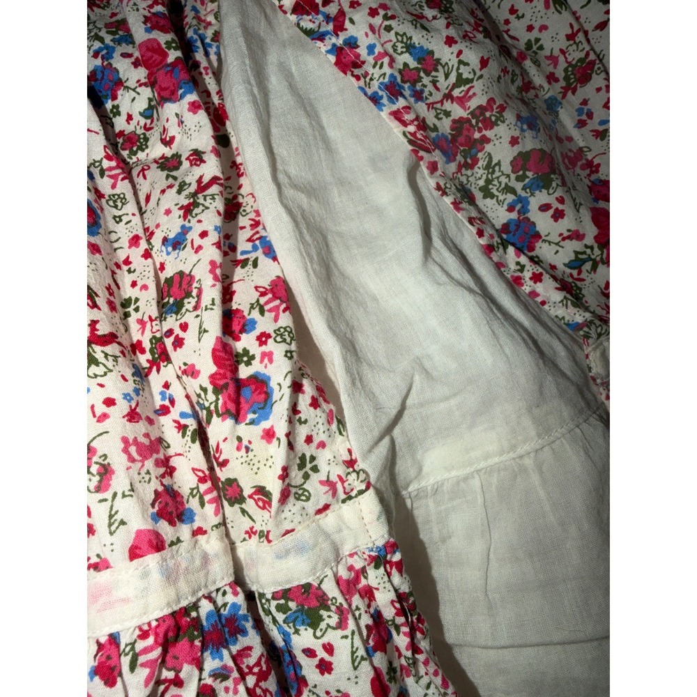 Adrian East Girls Floral Lace Trim Tiered Sundress White Pink Blue Size 5 - Picture 2 of 3
